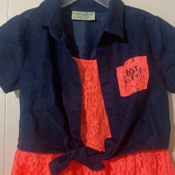 Vibrant orange and blue one piece dress! - Picture 3 of 5